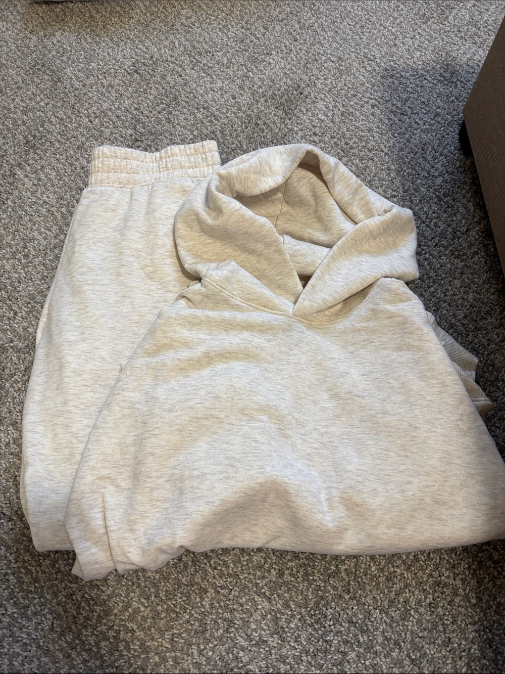 Cream Hooded Sweatpants Set